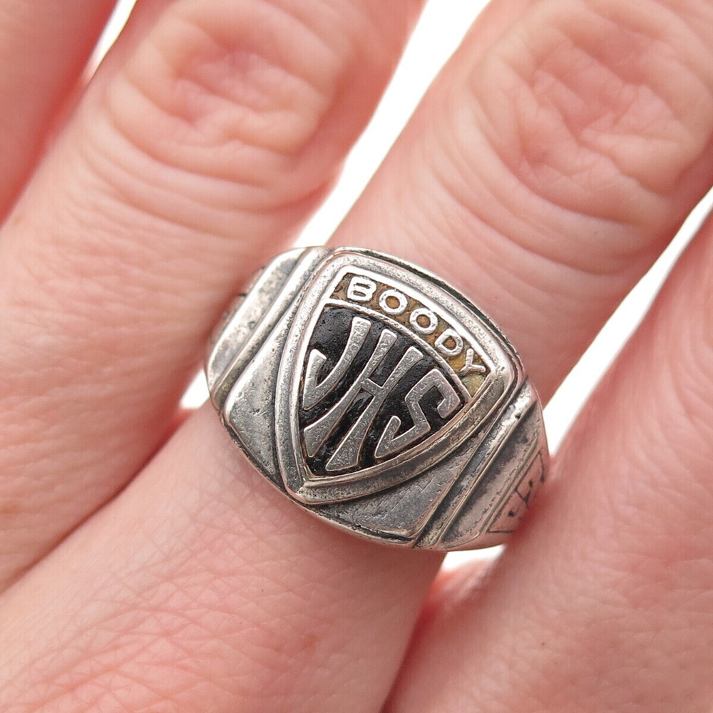 925 Sterling Silver Vintage 1962 Enamel Boody JH School Ring Size 7